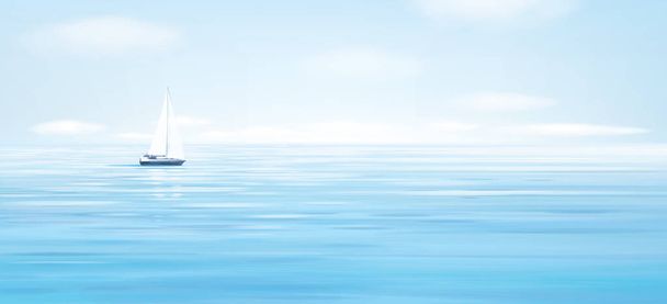 Блакитне море, небо і яхта
 - Вектор, зображення