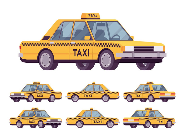 gele taxi auto - Vector, afbeelding