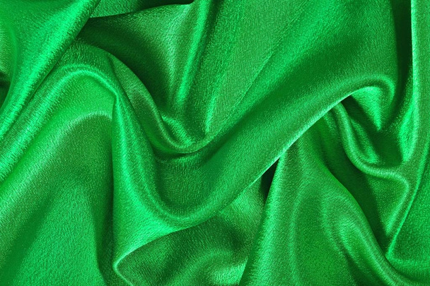 Természetes zöld selyem szövet textúra háttér - Fotó, kép