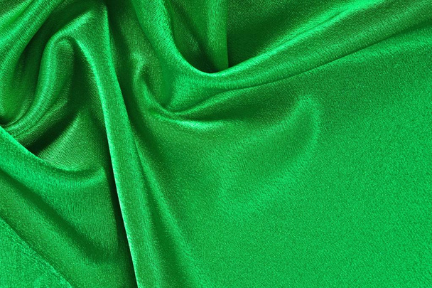 Természetes zöld selyem szövet textúra háttér - Fotó, kép