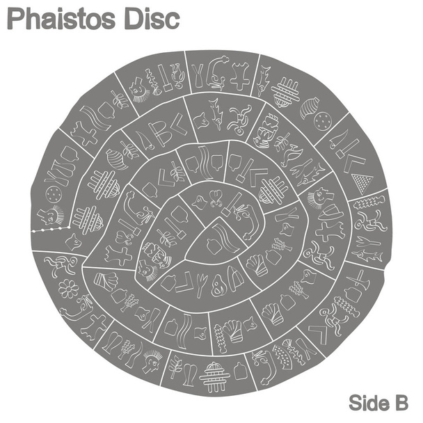 ilustración vectorial monocromo con disco de Phaistos
  - Vector, Imagen