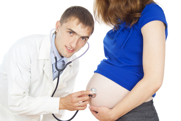 docteur écoute abdomen fille enceinte
 - Photo, image
