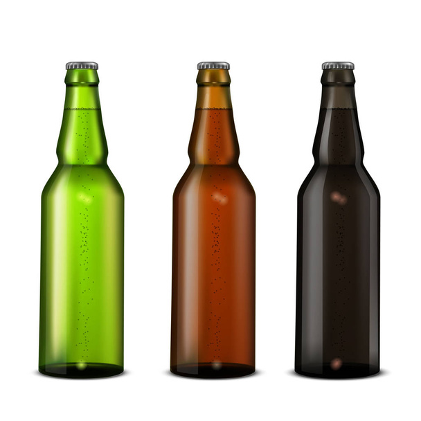 Beer bottles set. - Vector, Imagen
