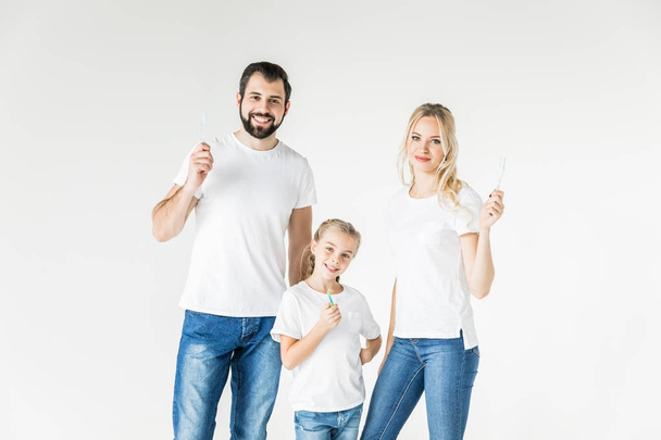 happy family with toothbrushes - Photo, Image