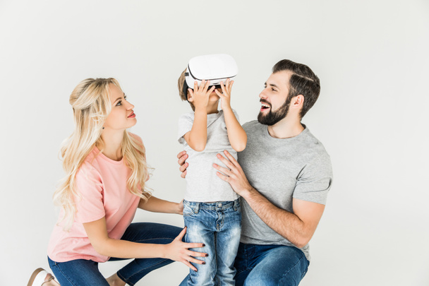 family with vr headset - Photo, image