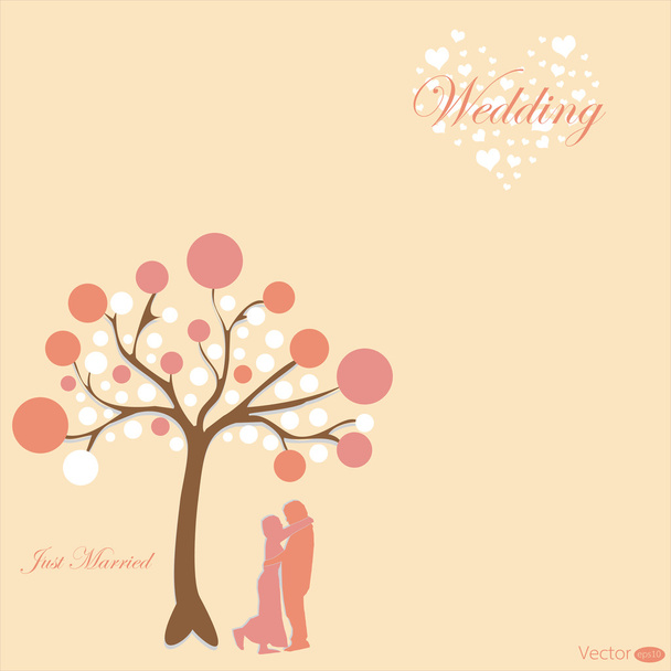 Cartão de casamento com noivo e noiva
 - Vetor, Imagem