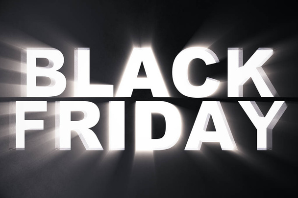 3D Rendering Black Friday sale inscription design template. Black Friday banner. Text in the wall - Foto, immagini
