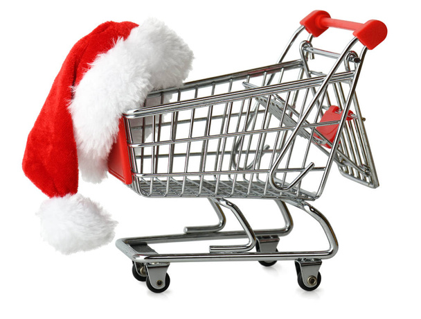 Papai Noel em um carrinho de compras
 - Foto, Imagem