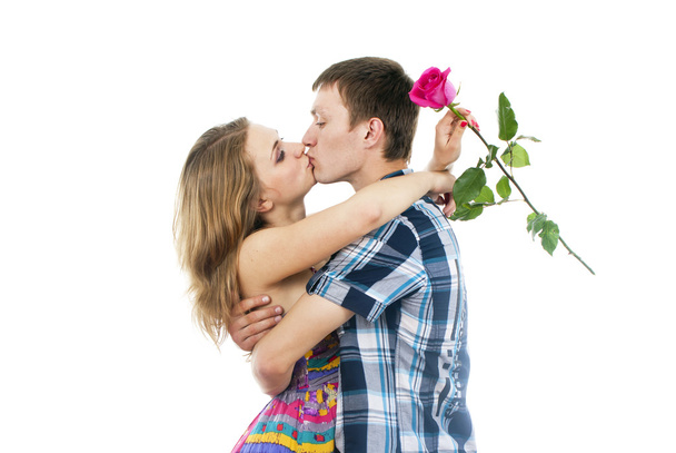 mooi paar in liefde kussen - Foto, afbeelding