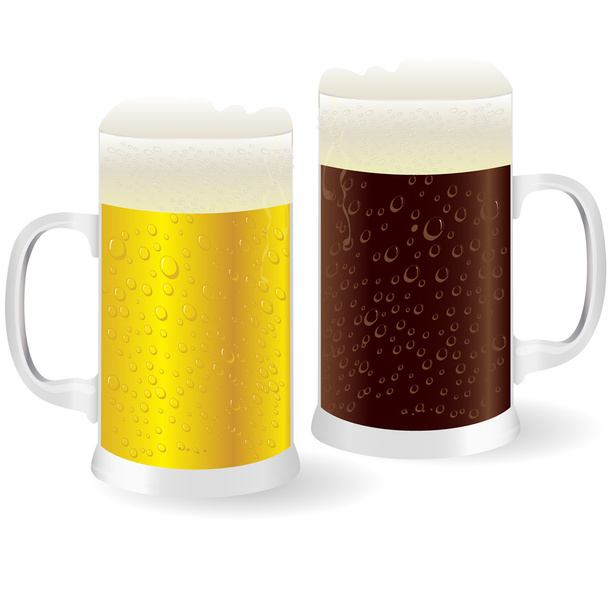Two mugs of beer - Vector, afbeelding