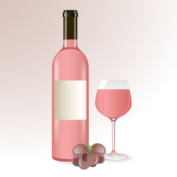 rosafarbener Wein - Vektor, Bild