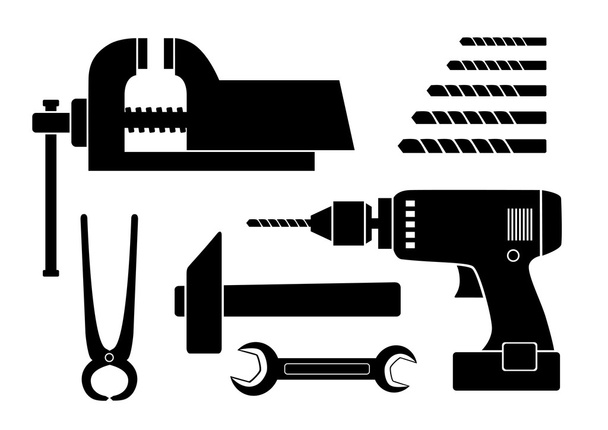 Black tool icons - Vector, Image