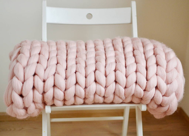 Obří růžové kostkované vlněné pletené  - Fotografie, Obrázek
