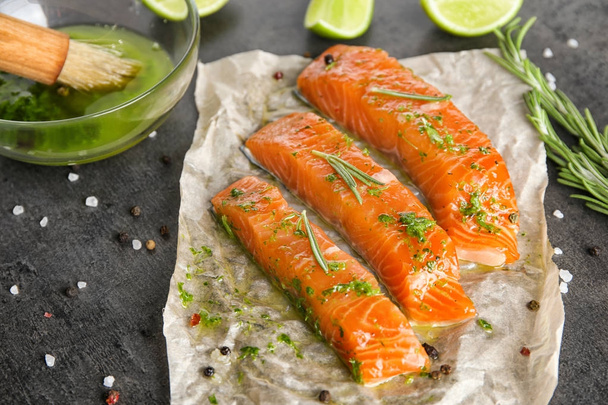Marinated slices of salmon fillet   - Photo, Image