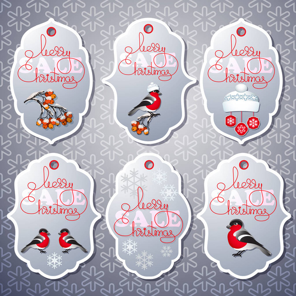 Vector set of sale tags in grey color. - Vector, Image