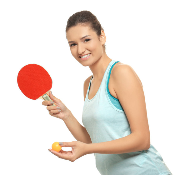 Young woman with tennis racket  - Zdjęcie, obraz