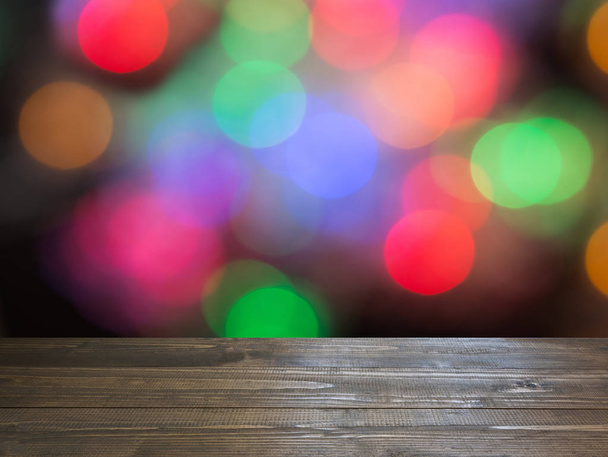Christmas blurred background with tabletop and space for you. - Foto, Imagen