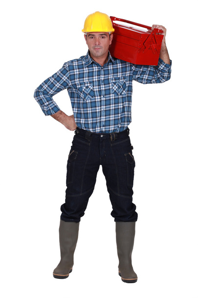 Workman with a tool box - Foto, Imagem