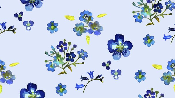 pattern with blue flowers - Vector, Image