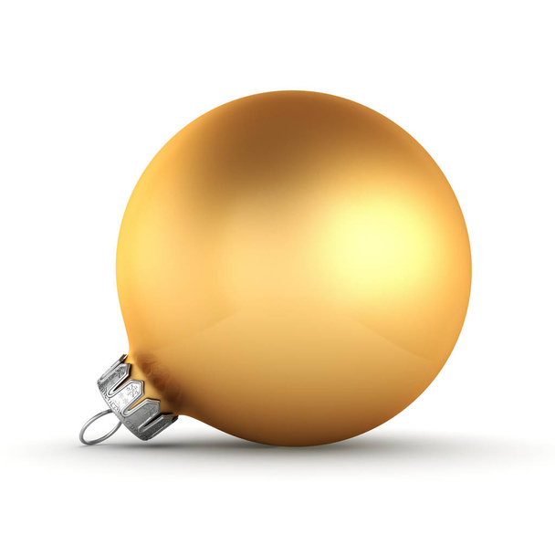 3D rendering golden Christmas ball - Fotoğraf, Görsel