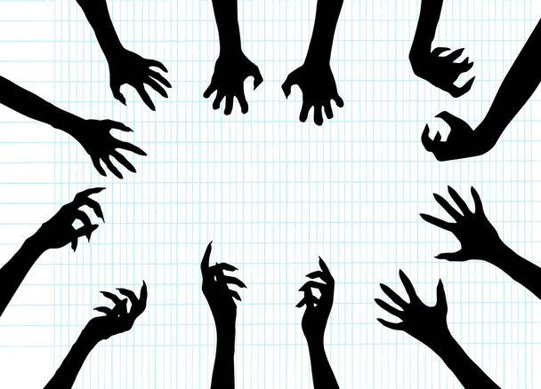 Zombie Hand silhouet Clip Art Design Vector - Vector, afbeelding