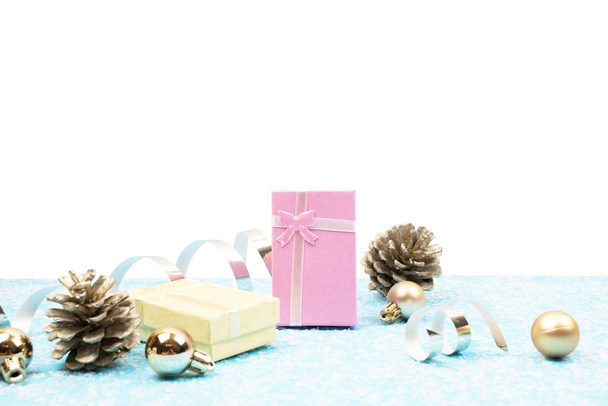 Christmas background with gift boxes. - Foto, Imagem