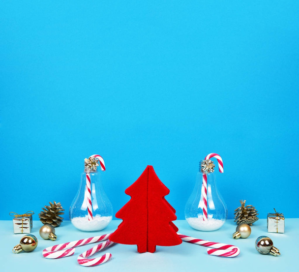 Christmas composition with Santa, decorative christmas tree, gif - Photo, image