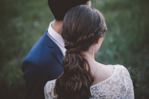 Side close-up view of married couple - Foto, Imagen