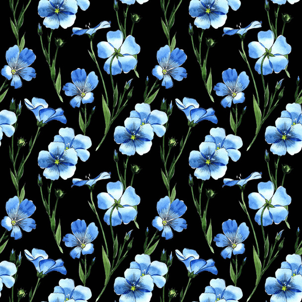 Wildflower flax pattern in a watercolor style. - Foto, immagini