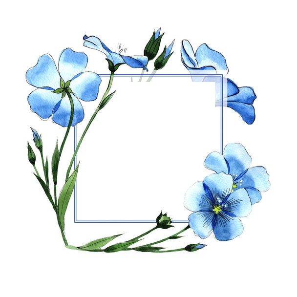 Wildflower flax frame in a watercolor style. - Photo, Image