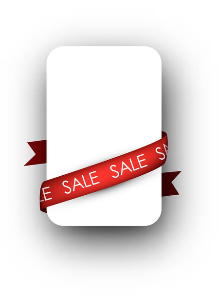 White sale with ribbon. - Vector, imagen