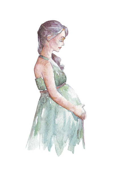 terhes nő akvarell - Fotó, kép