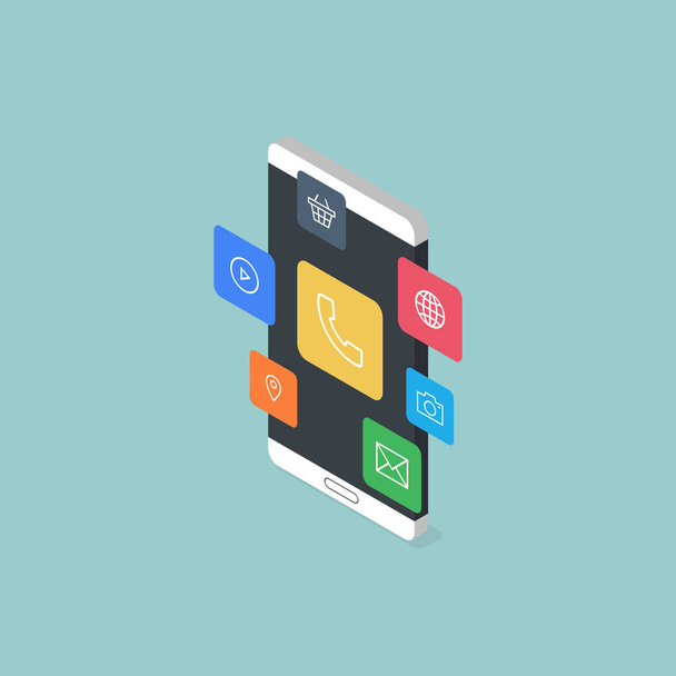 Application mobile icône définir conception plate concept
 - Vecteur, image
