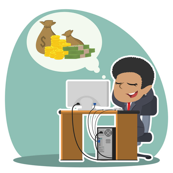african businesswoman relaxing thinking about money - Vector, Image
