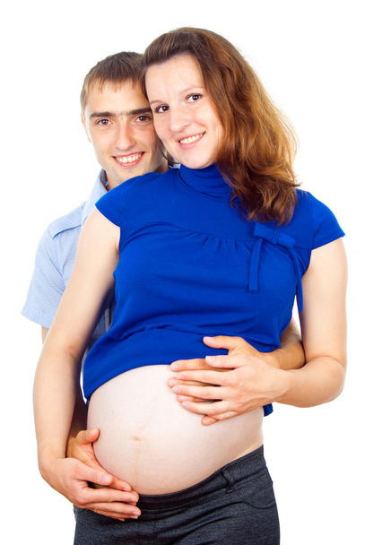 happy pregnant wife and her husband - Фото, зображення