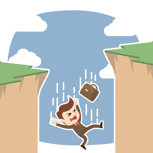 businessman fall from cliff - Vector, Image