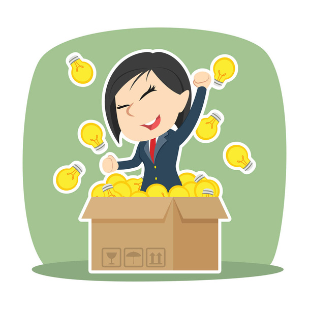 businesswoman with her ideas out of the box - Vector, Image