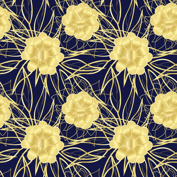 seamless decorative floral pattern gold flowers - Photo, Image