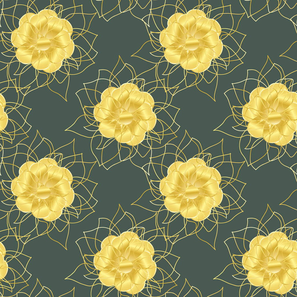 patrón floral decorativo sin costuras flores de oro
 - Foto, Imagen
