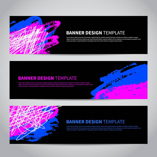 Banner covers with abstract modern hand drawn pattern. Cool colorful backgrounds. Design for your banners, flyers, brochures, posters, printing etc. Vector template EPS10 - Vector, Image