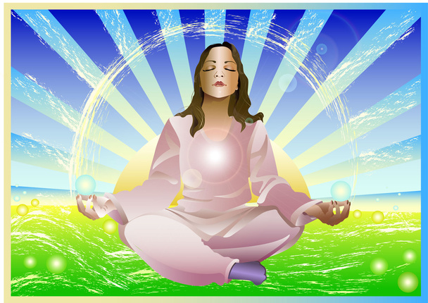 女の子の瞑想 - ベクター画像