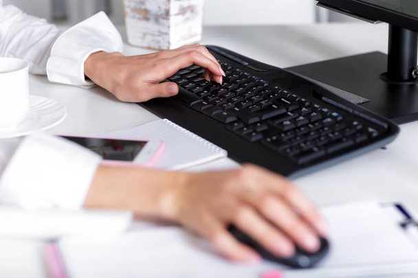 hands  typing on  laptops keyboard. - 写真・画像