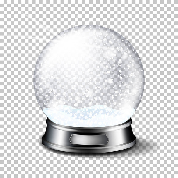 Realistic christmas glass snow globe, isolated. - Vetor, Imagem