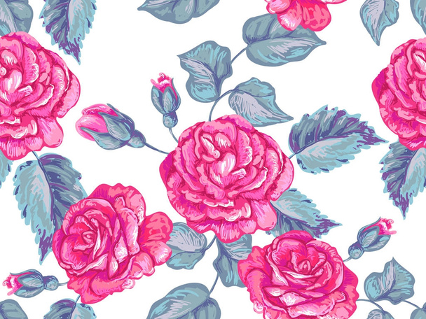 Seamless pattern with roses. Rose floral design vector background - Vector, Image