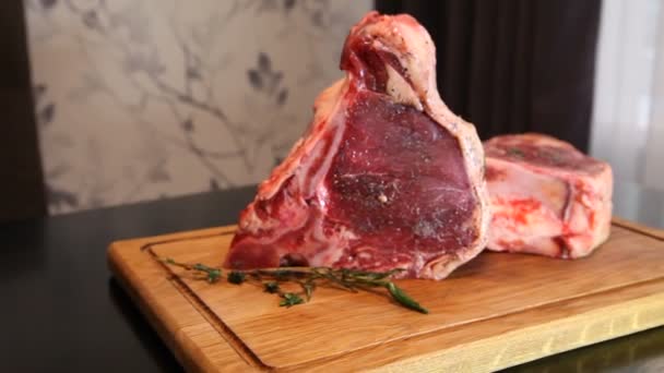 Beef steak. Raw fresh meat Ribeye Steak.  - Footage, Video