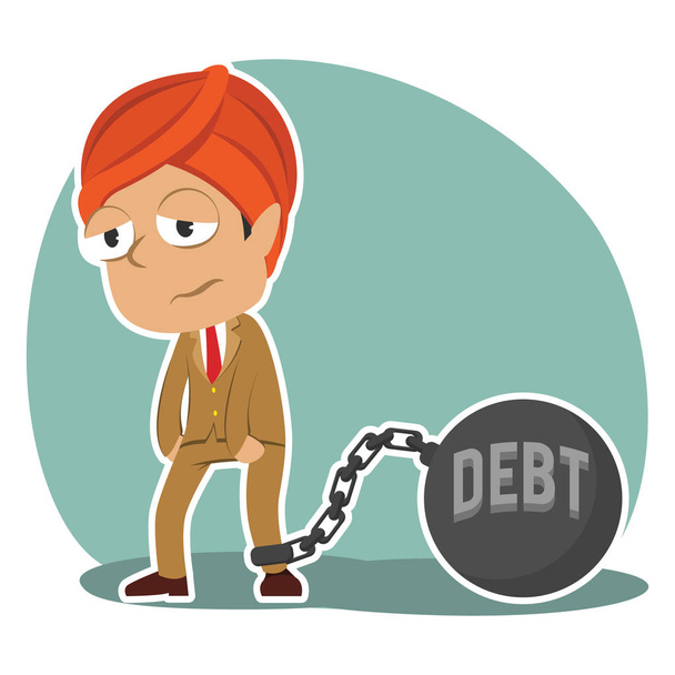 Indický podnikatel svázaný s vlkem dluhu - Vektor, obrázek