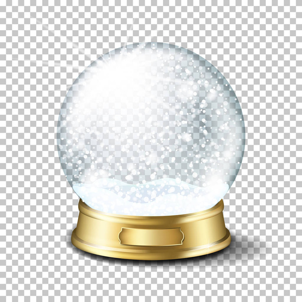 Realistic christmas glass snow globe, isolated. - Vector, imagen