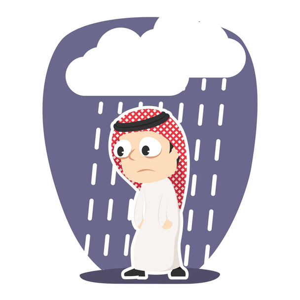 fáradt Arab üzletember a az eső felhő - Vektor, kép
