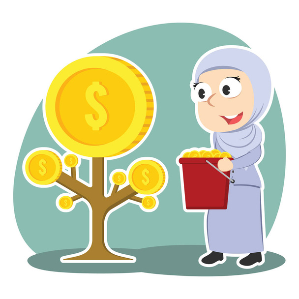 arábica empresária colheita árvore moeda
 - Vetor, Imagem