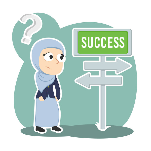 Arabische Geschäftsfrau verwechselt mit Erfolgsweg - Vektor, Bild